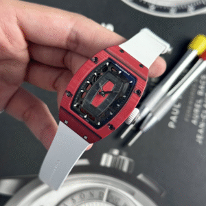 Richard Mille Rep 1:1 Watch RM07 Carbon Red Black Rubber Strap 36mm