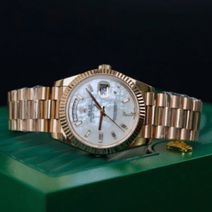 Rolex Natural Mother-of-Pearl Dial Moissanite Gold-Plated Day-Date 40mm