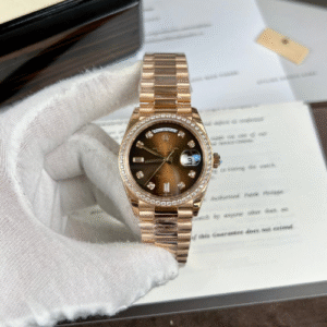 Rolex Replica 1:1 Watch Day-Date Rose Gold Plated Chocolate Dial EW Factory 36mm