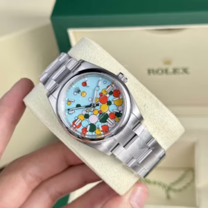 Rolex Oyster Perpetual 124300 Turquoise Blue Celebration-motif Dial Best Replica Clean Factory 41mm