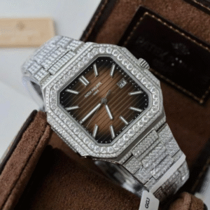Patek Philippe Cubitus 5821 Dial Brown Replica Watch Full Diamonds Moissanite Hong Kong 45mm