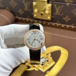 Cartier Ballon Blanc Replica Watches Women Gray Dial Bezel Stone AF Factory 30mm