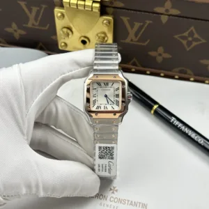 Cartier De Santos Small White Dial Case Rose Gold 27×34.5mm