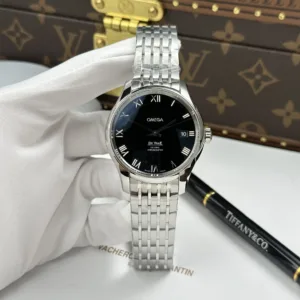 Omega Replica De Ville Co-Axial Chronometer 8500 Black Dial Metal Strap 41mm