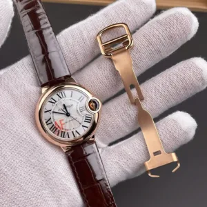 Cartier Ballon Bleu De WJBB0040 Brown Leather Strap AF Factory 33mm